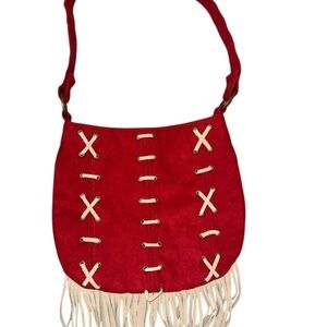 Buffalo David Bitton Red Shoulder Bag with Decorative Stitching